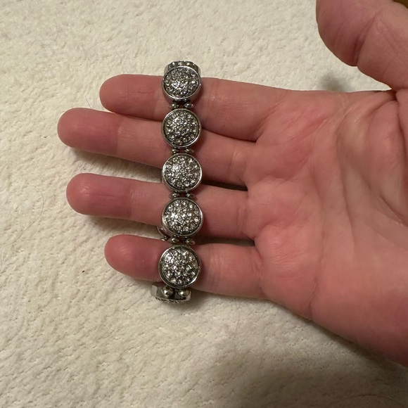 Elegant Silver Colored Bracelet with Crystal Accents. It is REVERSIBLE. - Picture 1 of 2